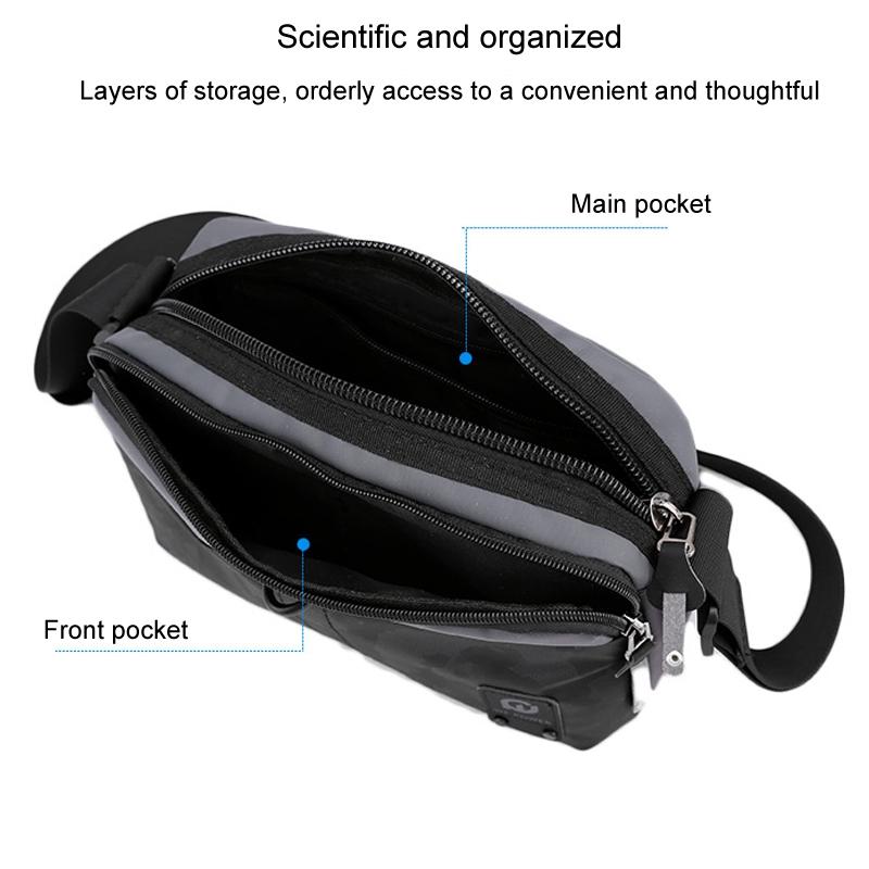 Men Oxford Cloth Crossbody Bag Outdoor Sports Shoulder Bag - Grey 4
