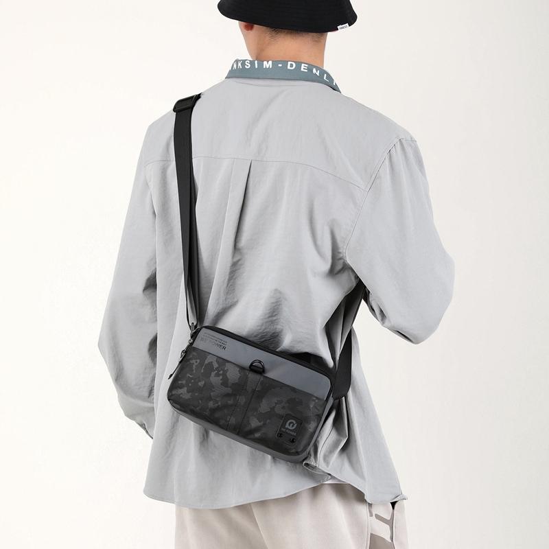 Men Oxford Cloth Crossbody Bag Outdoor Sports Shoulder Bag - Grey 9