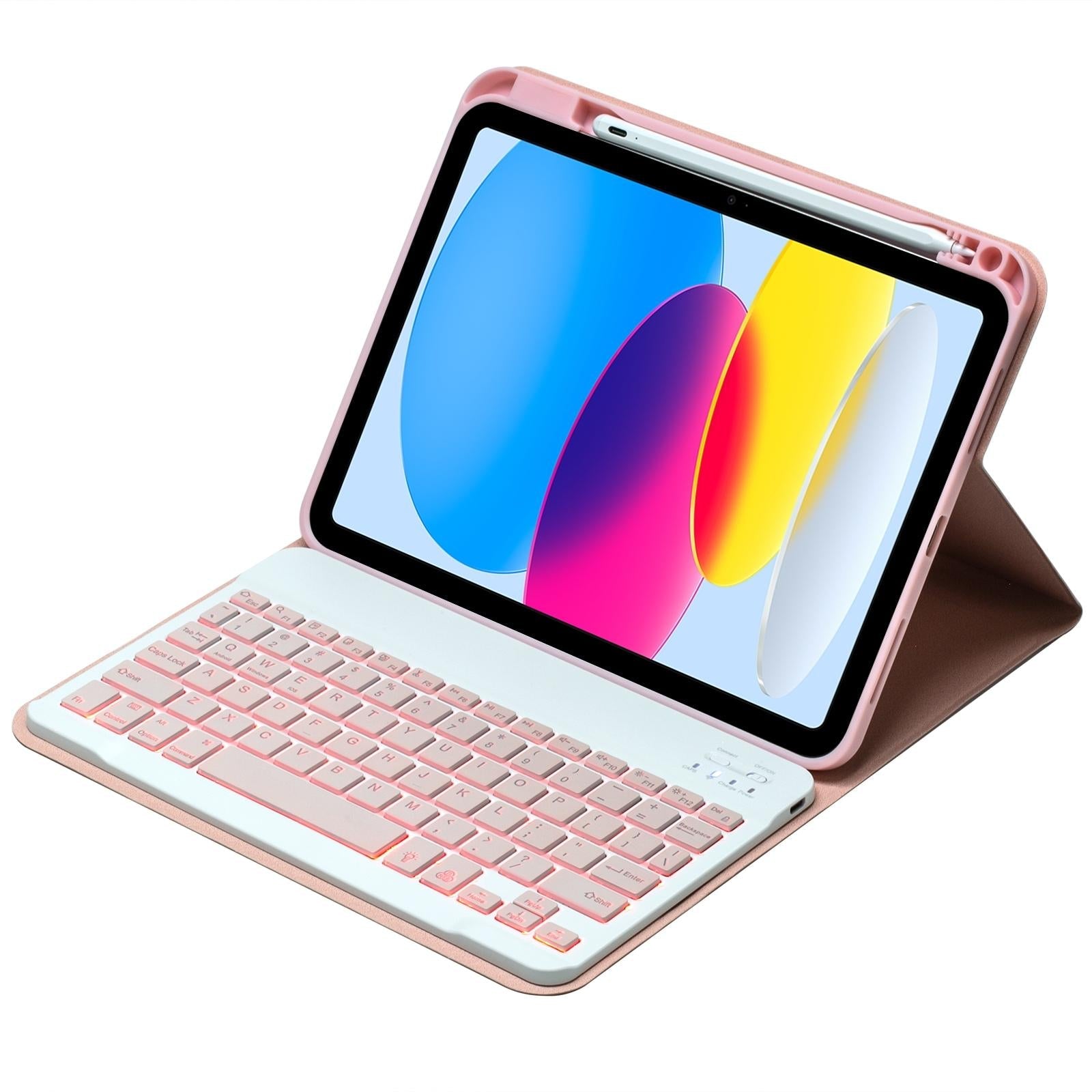 10.9 Ipad 10Th Gen 2022 Backlit Keyboard Case With Pen Slot - Bluetooth Leather - Black 16