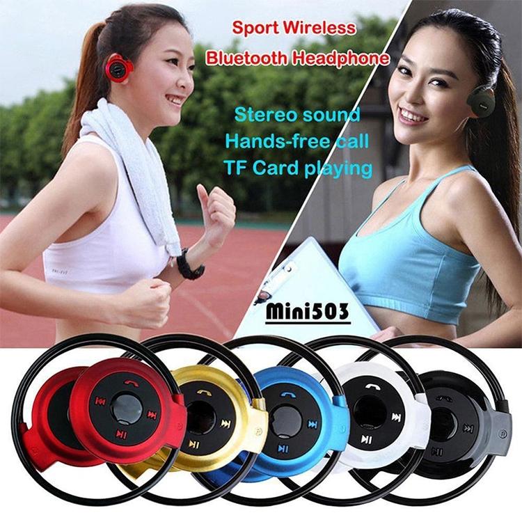 Wireless Mini-503 Earphones with Fm Radio & 32gb Tf Card Support - Red 4