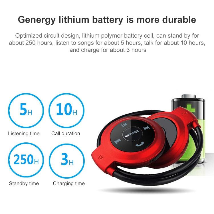 Wireless Mini-503 Earphones with Fm Radio & 32gb Tf Card Support - Red 12