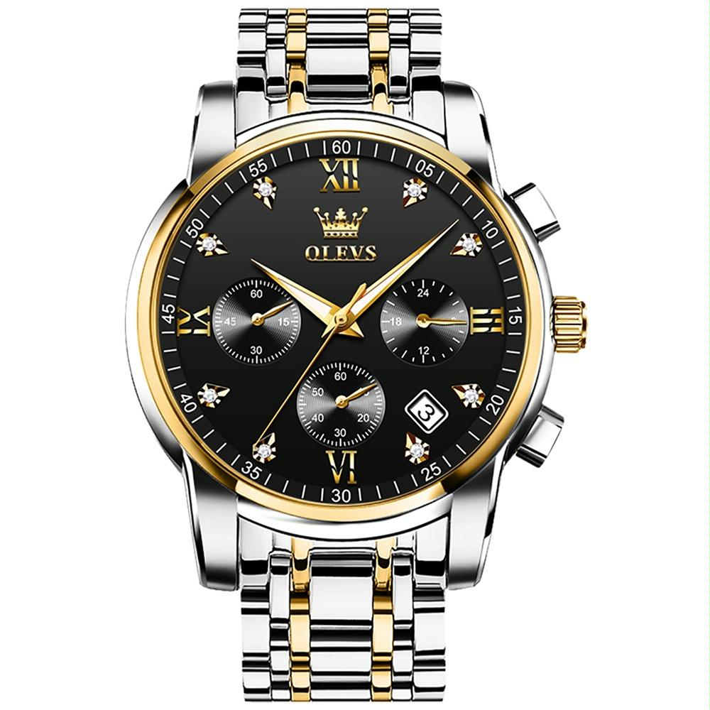 Waterproof Quartz Watch for Men - Multifunctional Business Design - Black + Gold