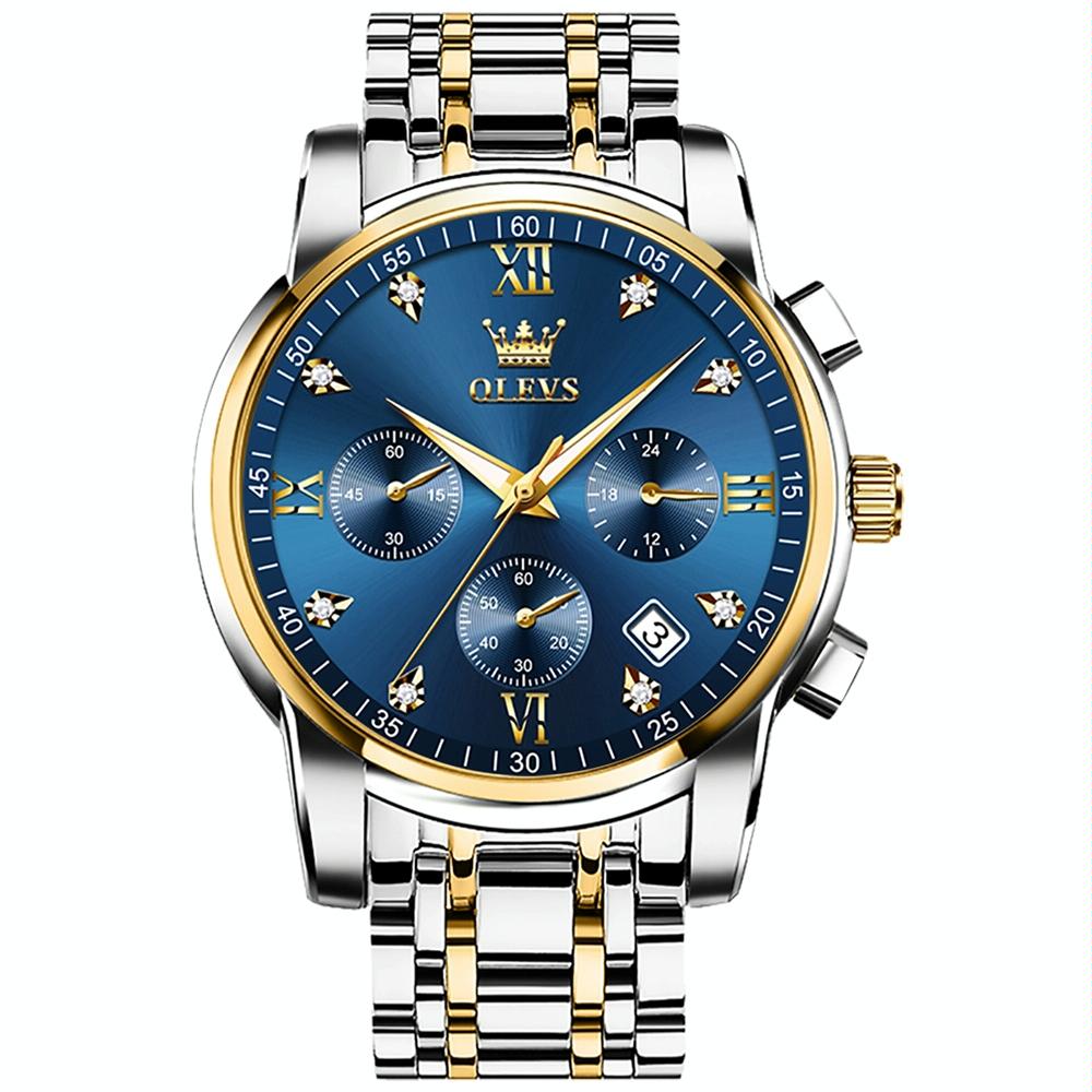 Waterproof Quartz Watch for Men - Multifunctional Business Design - Black + Gold 11