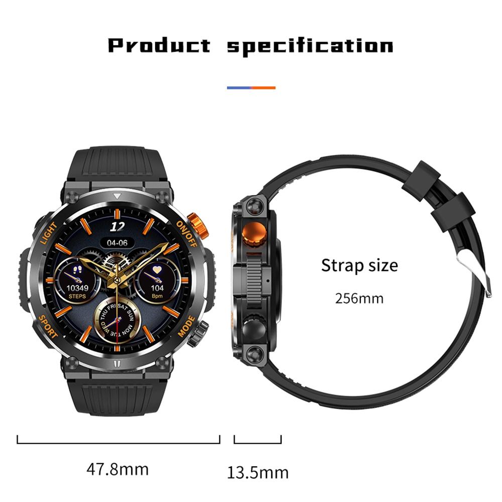 1.46 Inch Round Screen Bluetooth Smart Watch Support Health Monitoring & 100+ Sports Modes - Black 3
