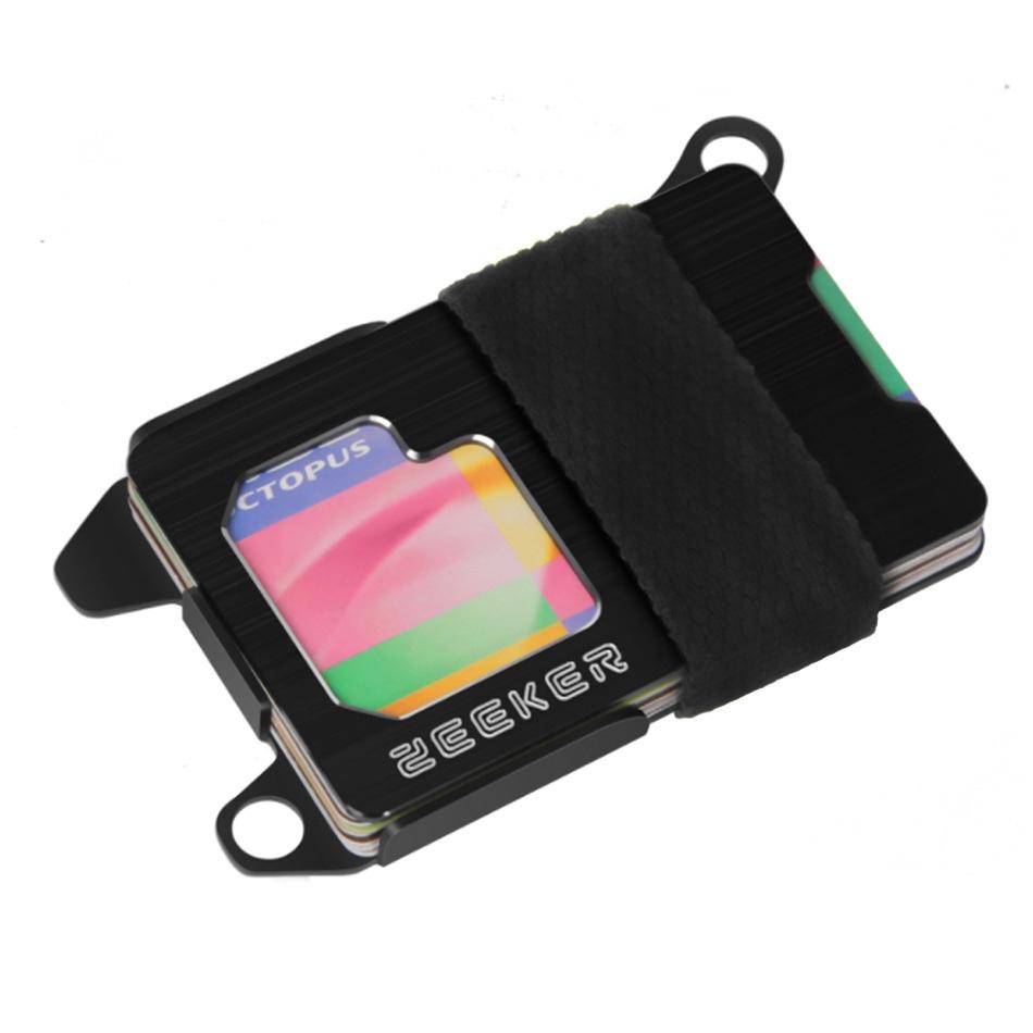 Rfid Metal Card Holder Compact Edc Wallet - Green Cloth Belt 9