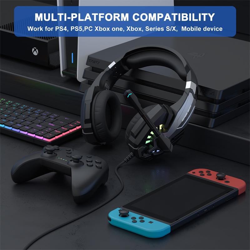 2.1M Gaming Headset With Mic Kotion Each G9000 Plus - Black White 6