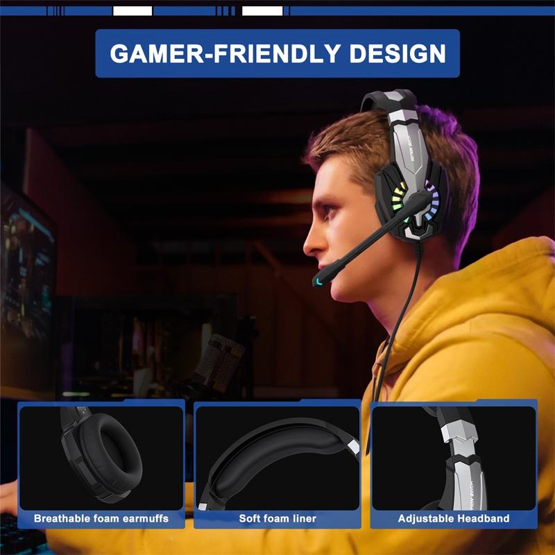 2.1M Gaming Headset With Mic Kotion Each G9000 Plus - Black White 7