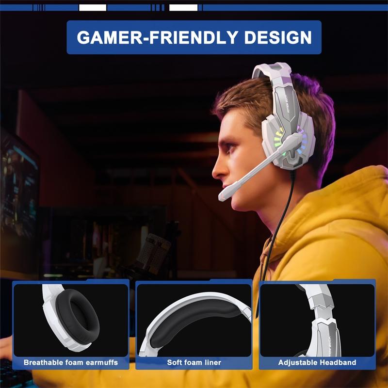 2.1M Gaming Headset With Mic Kotion Each G9000 Plus - Black White 14