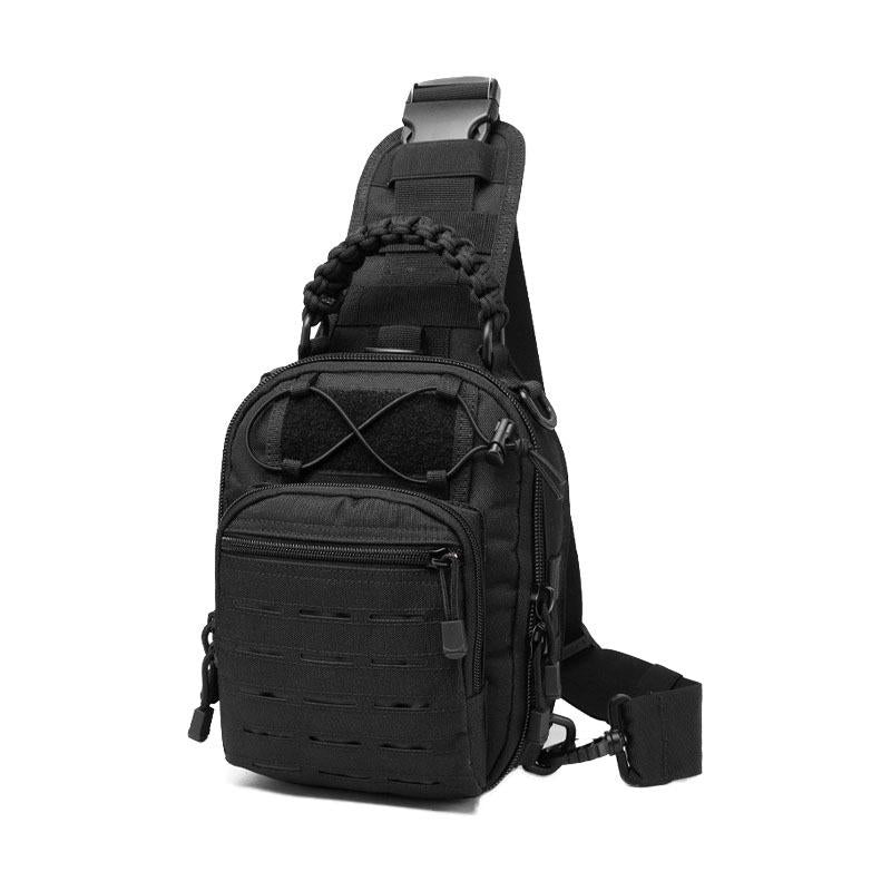Multifunctional Laser Cut Crossbody Bag For Outdoor Sports - Black