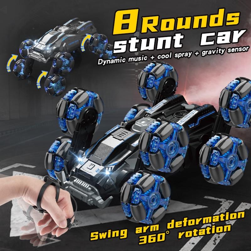 Stunt Drift Remote Control Car - Single Control Eight Wheels - Green 5
