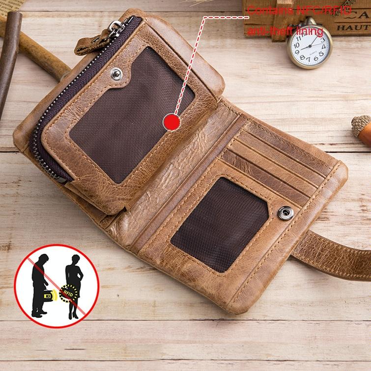 Men Vertical Cowhide Wallet with Rfid Blocking - Yellow Brown 7