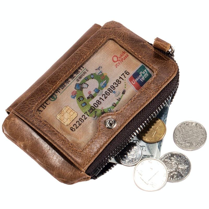Men Vertical Cowhide Wallet with Rfid Blocking - Yellow Brown 9