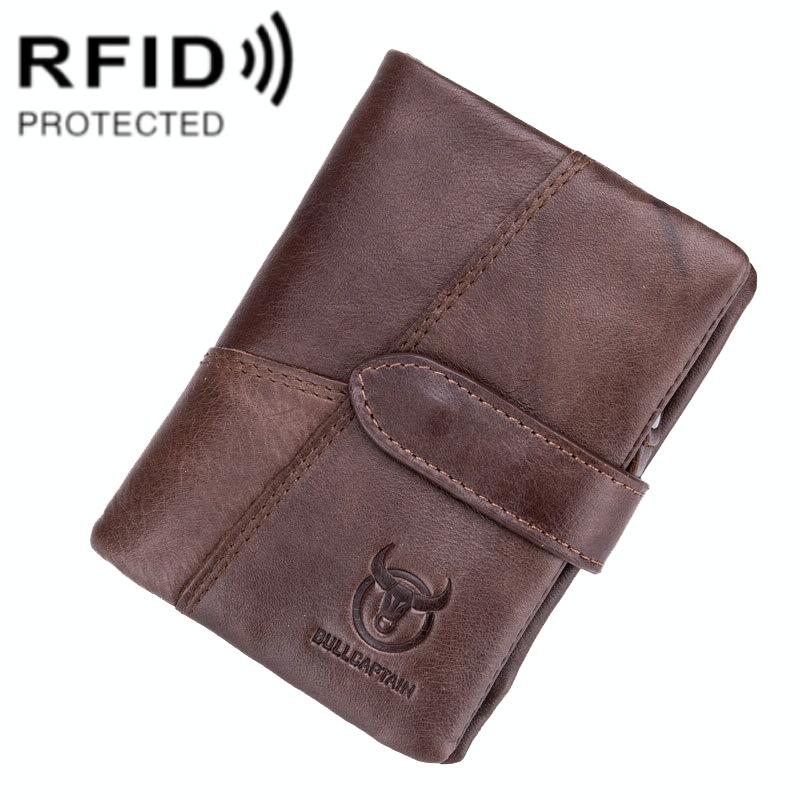 Men Vertical Cowhide Wallet with Rfid Blocking - Yellow Brown 10