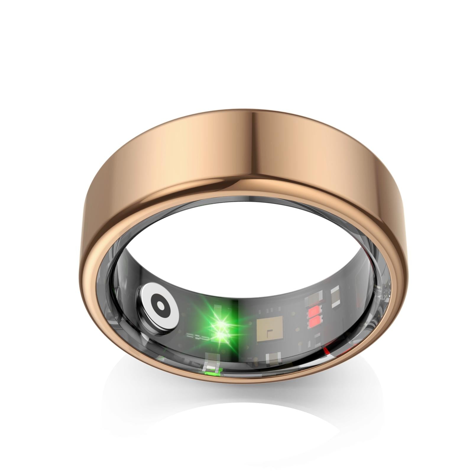 Smart Ring With Heart Rate Blood Oxygen Sleep Monitoring & Sports Modes - Size 10 - Gold 15