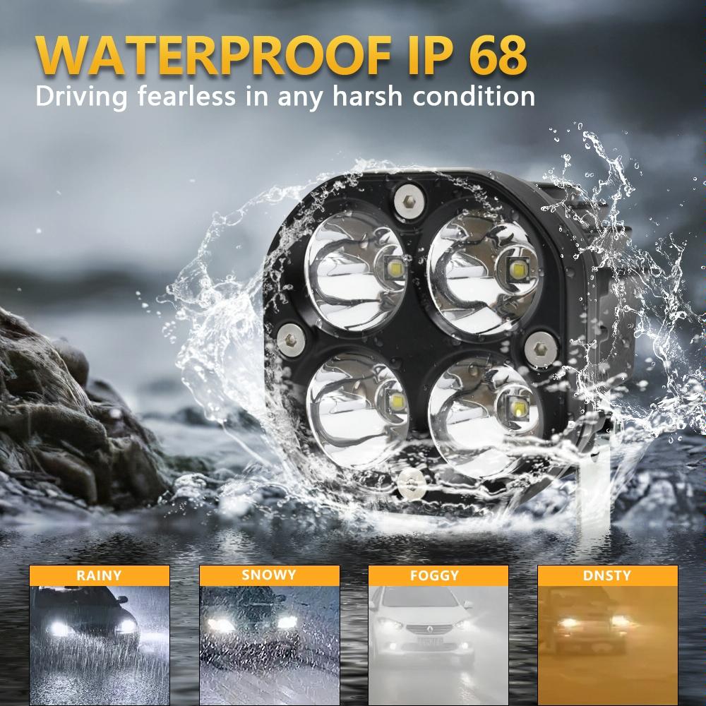 Car 3 Inch 4Leds Strobe Spotlight 20W / 2000Lm / 6000K / Dc9 - 80V - Yellow 10