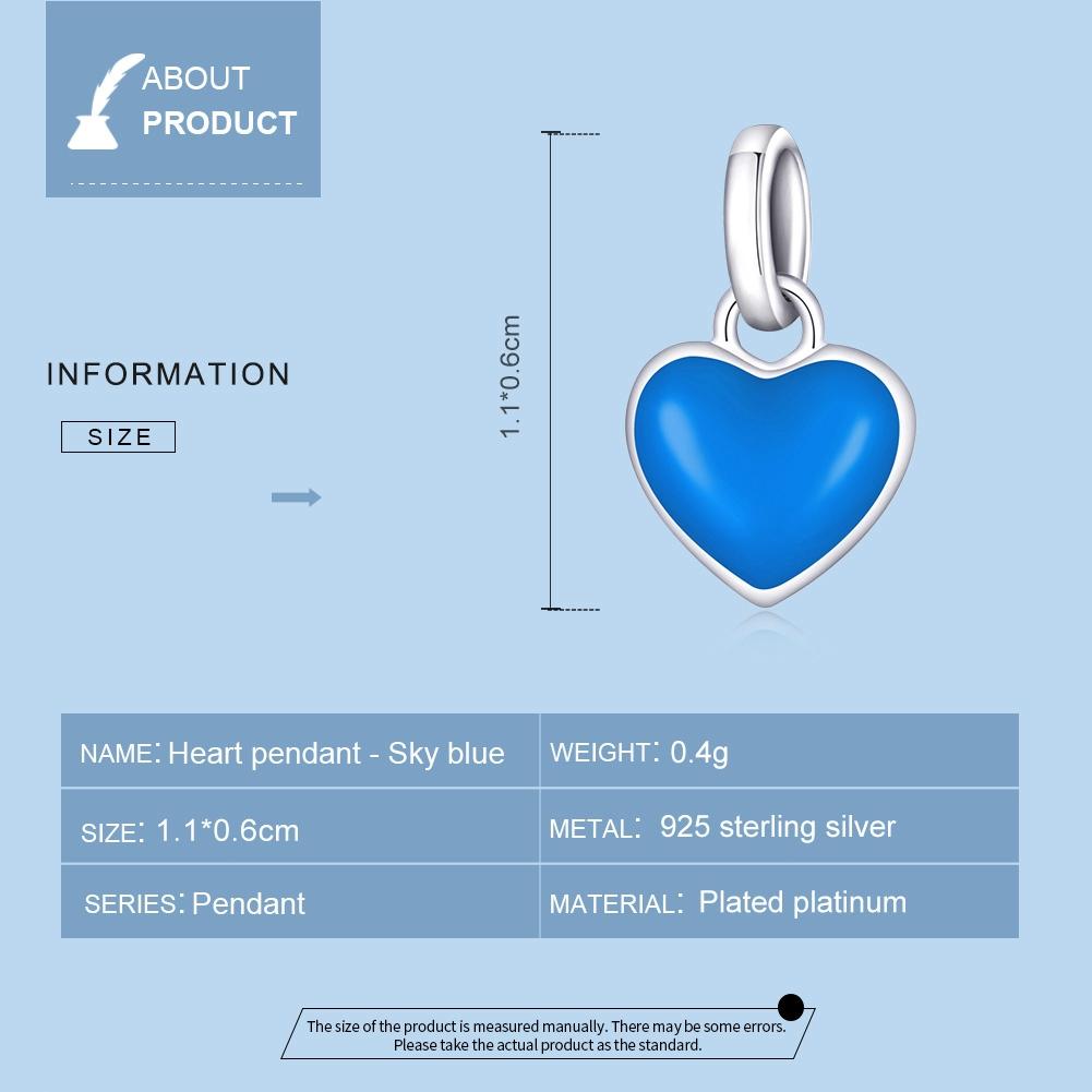 925 Sterling Silver Heart Pendant For Diy Bracelets & Necklaces - Pink 5