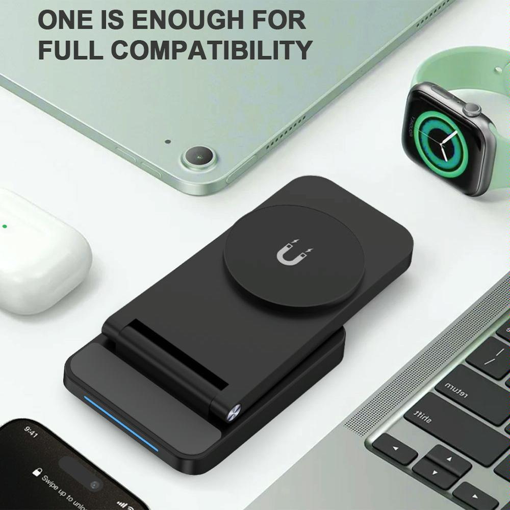 3 In 1 Magnetic Wireless Charger Stand - White 5