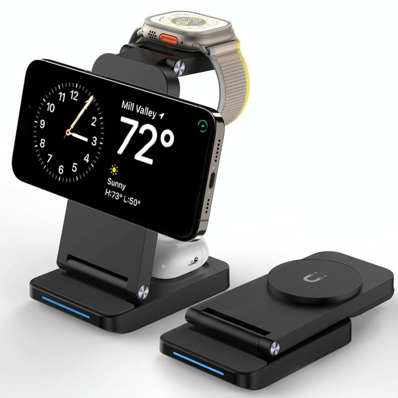 3 In 1 Magnetic Wireless Charger Stand - White 9