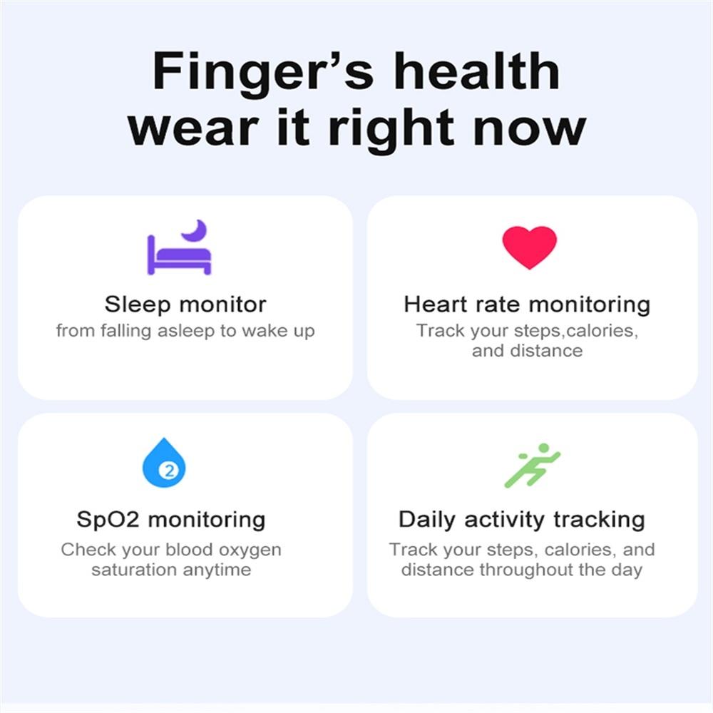 Smart Ring With Heart Rate Blood Oxygen Sleep & Sports Modes - Size 10 - Gold 8