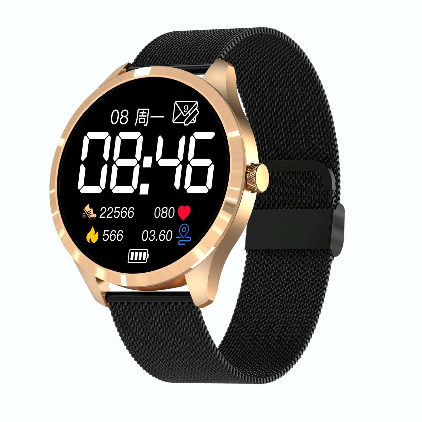 1.28 Inch Ips Colour Screen Ip67 Waterproof Smart Watch Support Blood Pressure Monitoring / Heart Rate Monitoring / Sleep Monitoring - Black 3