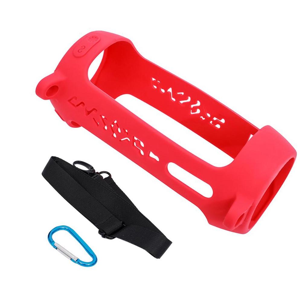Shockproof Silicone Protective Case for Jbl Pulse4 with Carabiner & Lanyard - Orange 12