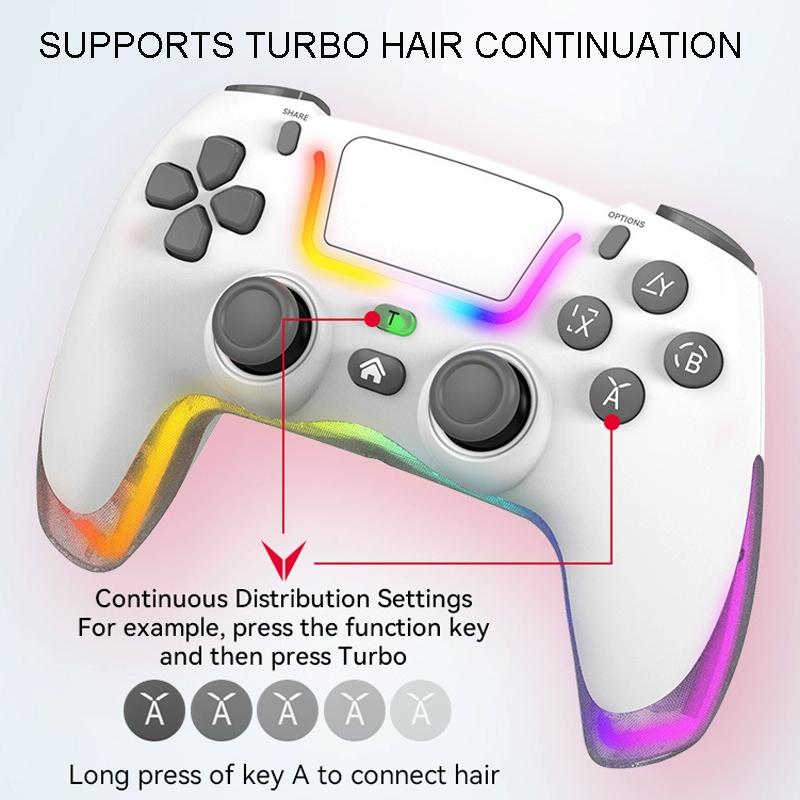 Wireless Bluetooth Grip for Ps4 with Dazzling Colour Light - Pink 4