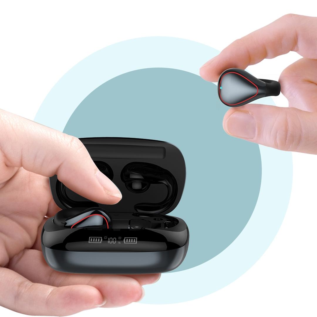 Wireless T20 Tws Bluetooth Earphones with Led Display & Charging Box - Gun Gray 6