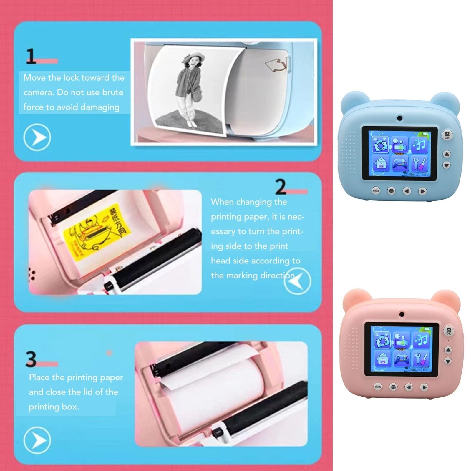 Instant Print Camera for Kids with Dual Lens and 2.4-inch Screen - Blue 5