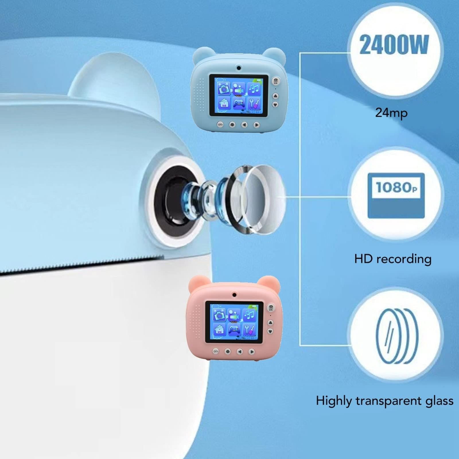 Instant Print Camera for Kids with Dual Lens and 2.4-inch Screen - Blue 6