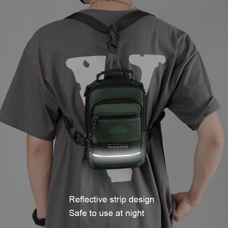 USB Chest Outdoor Shoulder Messenger Bag For Men With Charging Port - Grey 10