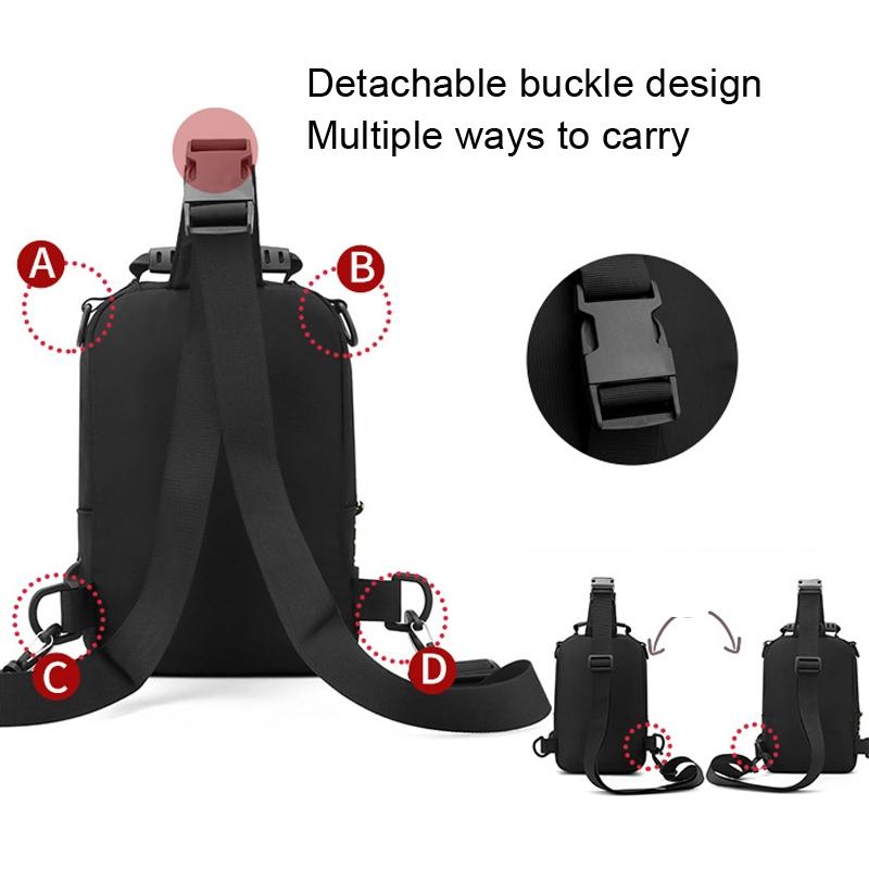 USB Chest Outdoor Shoulder Messenger Bag For Men With Charging Port - Grey 11