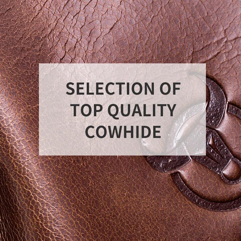 Large Capacity Retro Cowhide Crossbody Bag - Coffee 8