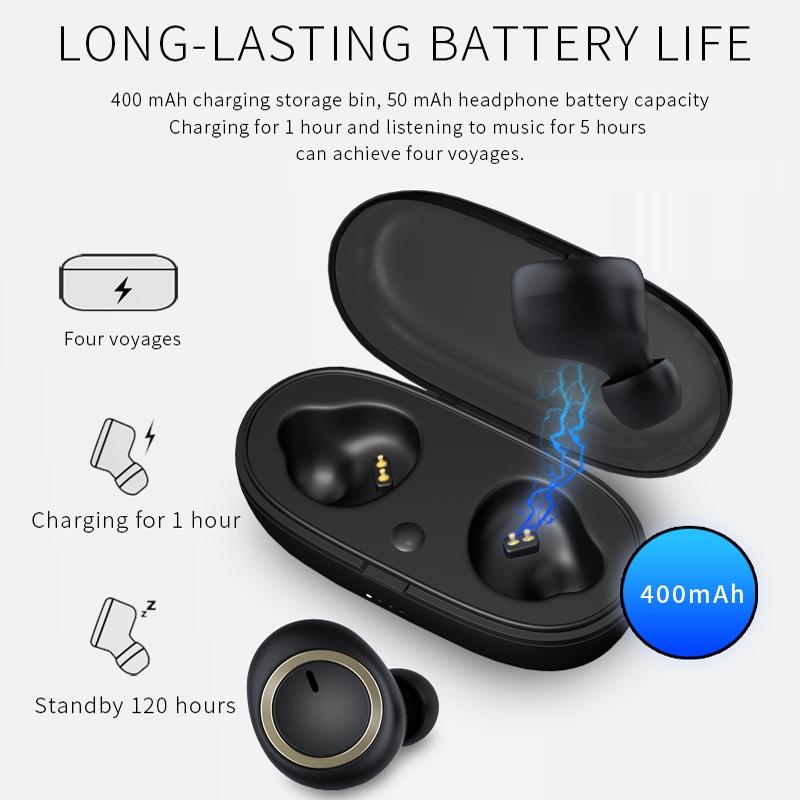 Mini Invisible Tws Bluetooth 5.0 Earphones with Charging Box & Mic - White 14