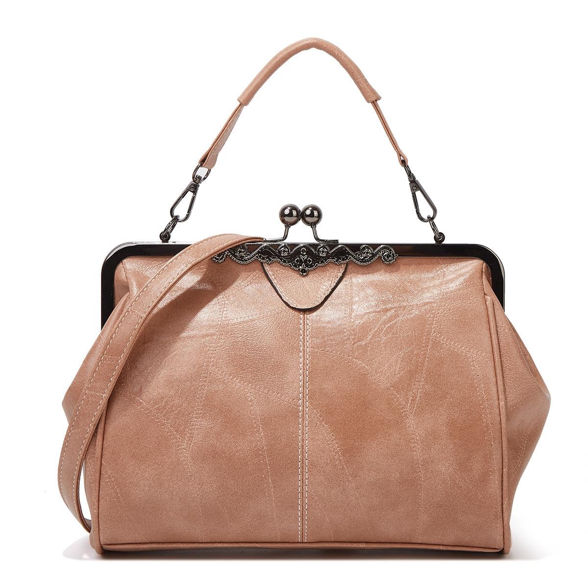Adjustable Leather Crossbody Bag with Vintage Buckle - Green 11