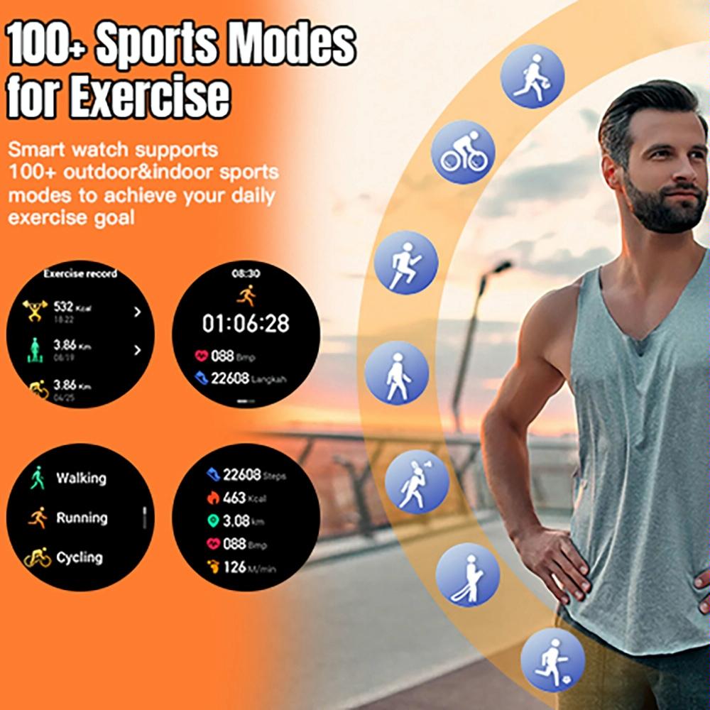 1.43 Inch Amoled Round Screen Steel Strap Smart Watch Supports Blood Oxygen Detection - Gold 5