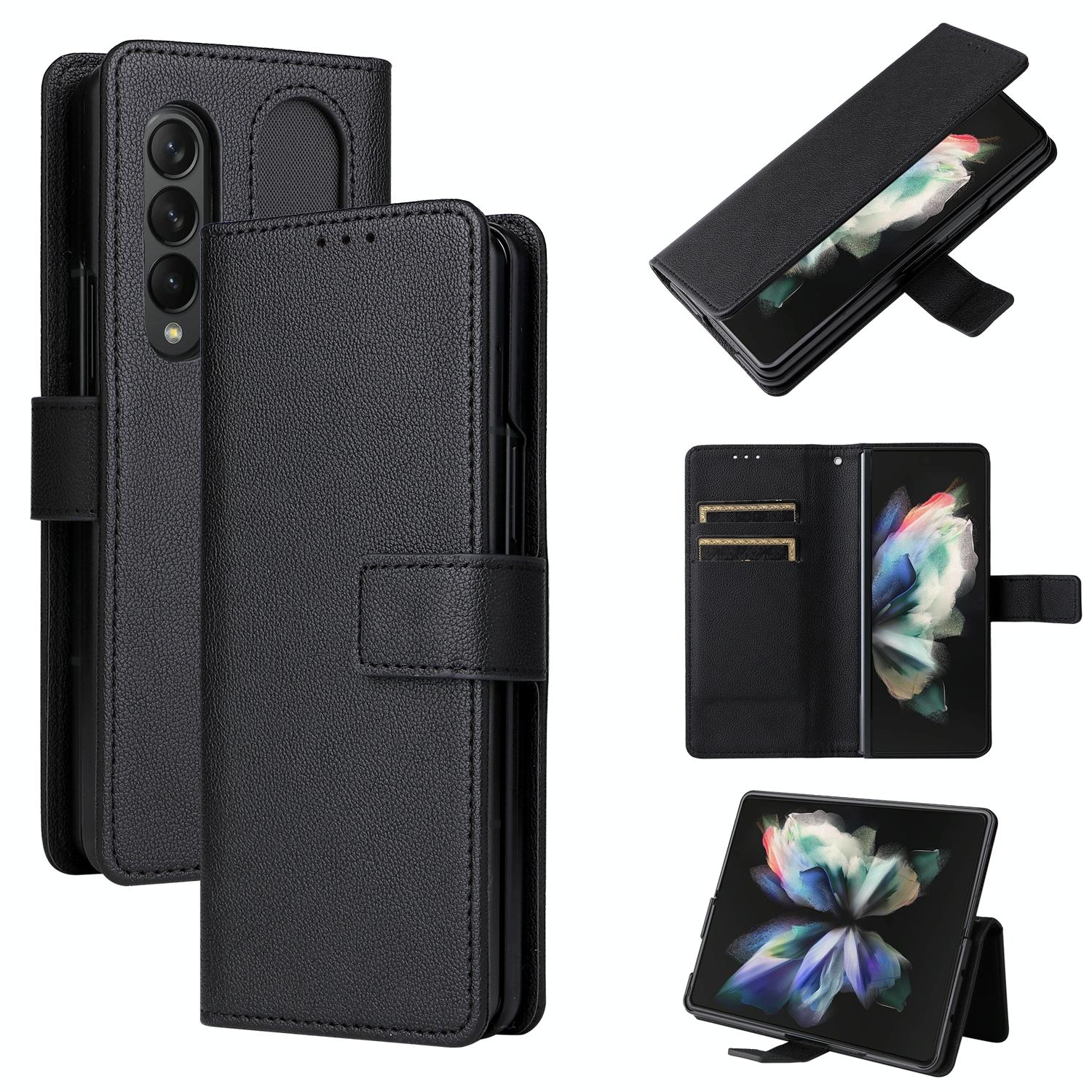 For Samsung Galaxy Z Fold4 5G Leather Flip Case With Pen Slot - Pink 12