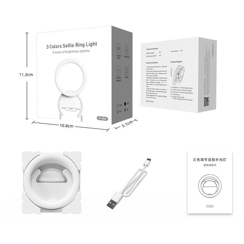 Clip-on Half-ring Fill Light for 10cm Mobile Phones - White 3