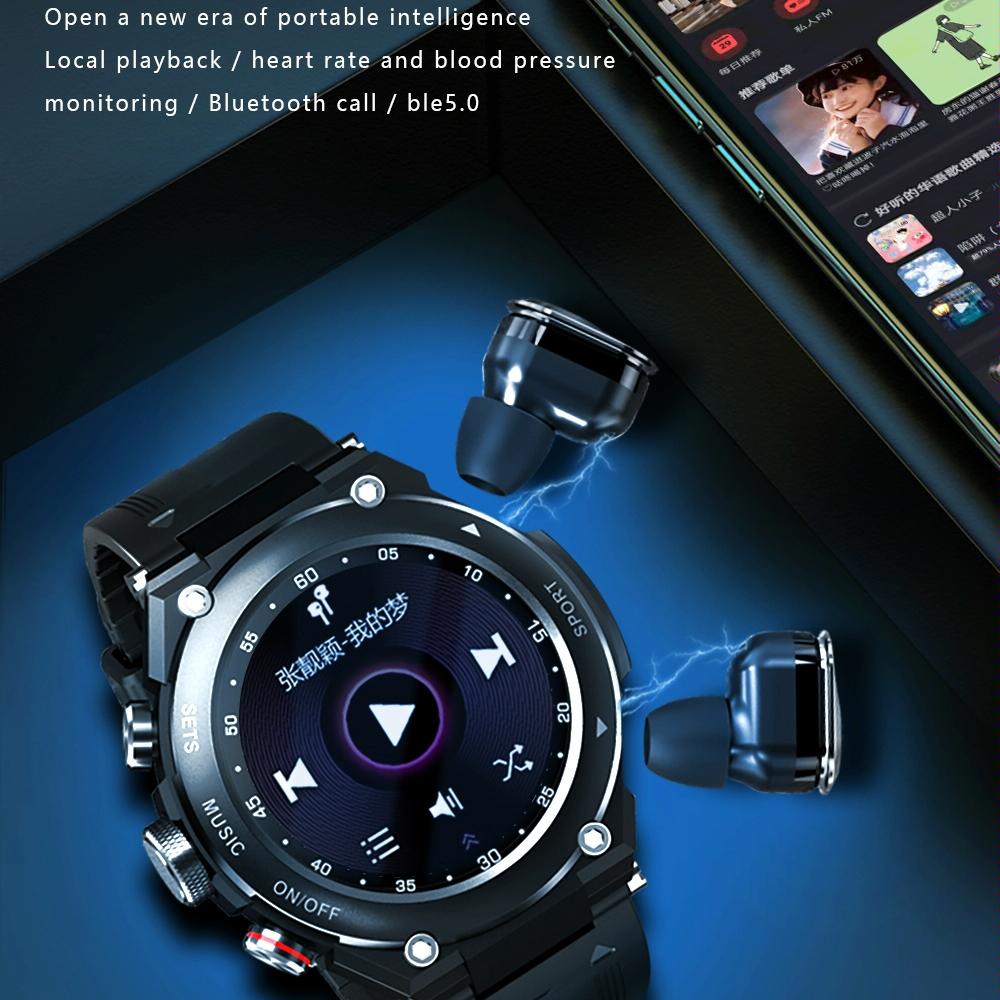 1.28 Inch Ips Touch Screen 2 In 1 Bluetooth Headset Smart Watch Support Heart Rate Monitoring / Bluetooth Music - Silver 9