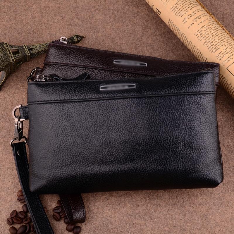 Large Capacity Casual Clutch Wallet with Zipper Closure - Brown