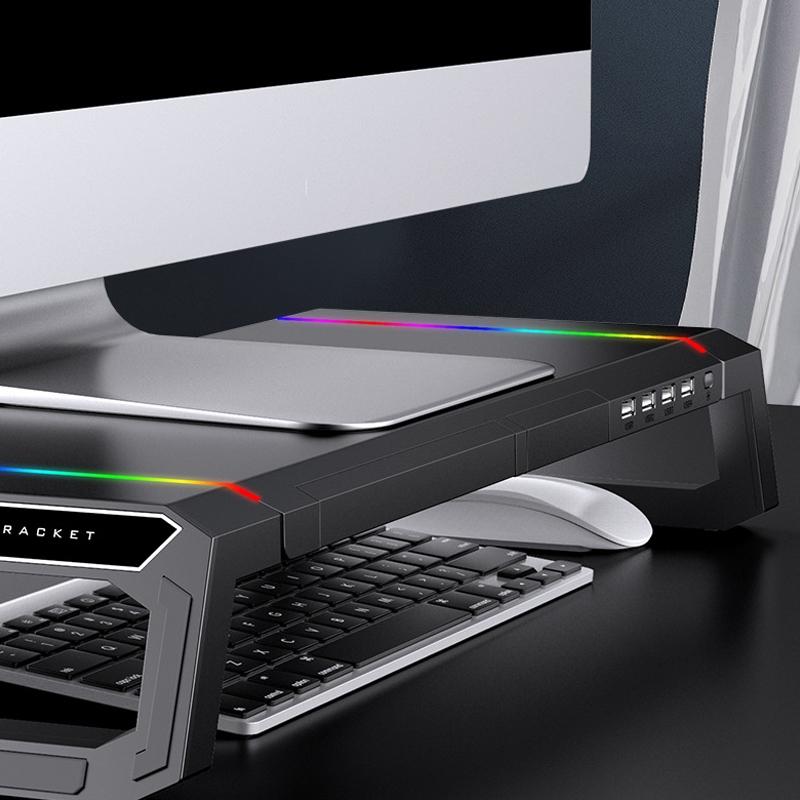 Foldable Laptop Stand with Rgb Lighting & Usb Expansion - Monitor Rack - Obsidian Black 15