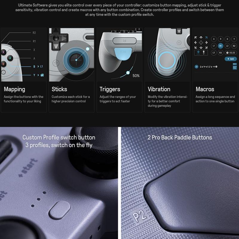 8bitdo Pro 2 Wired Gamepad for Switch - Gray 5