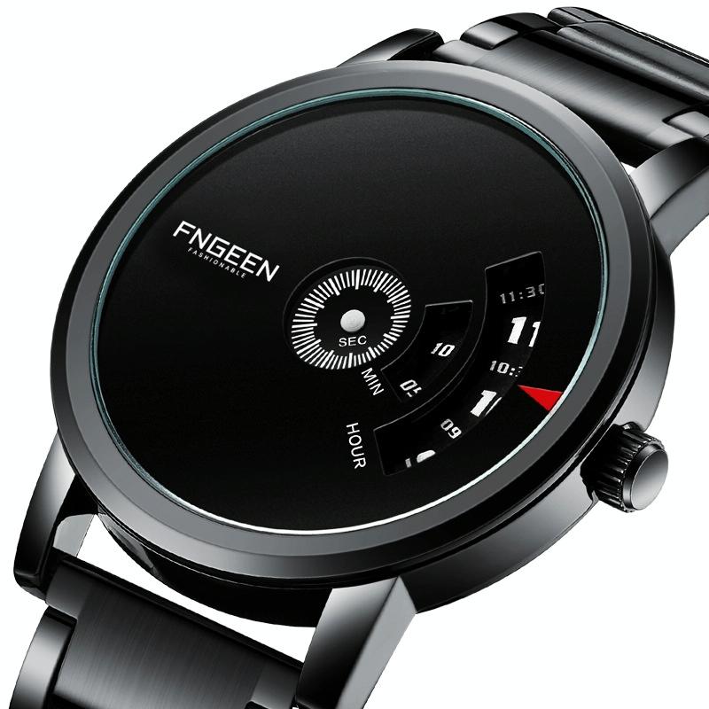 Men Non-pointer Quartz Watch - S230 - White Steel Black Surface 4