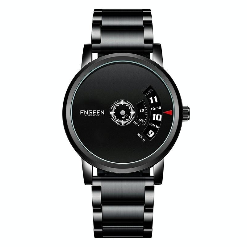 Men Non-pointer Quartz Watch - S230 - White Steel Black Surface 13