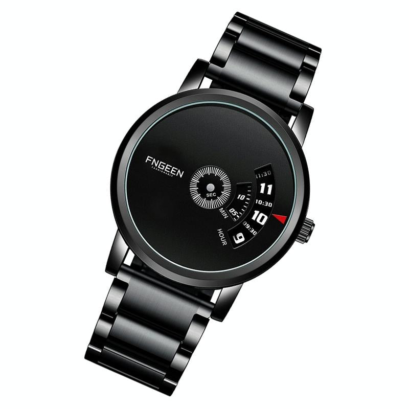 Men Non-pointer Quartz Watch - S230 - White Steel Black Surface 14