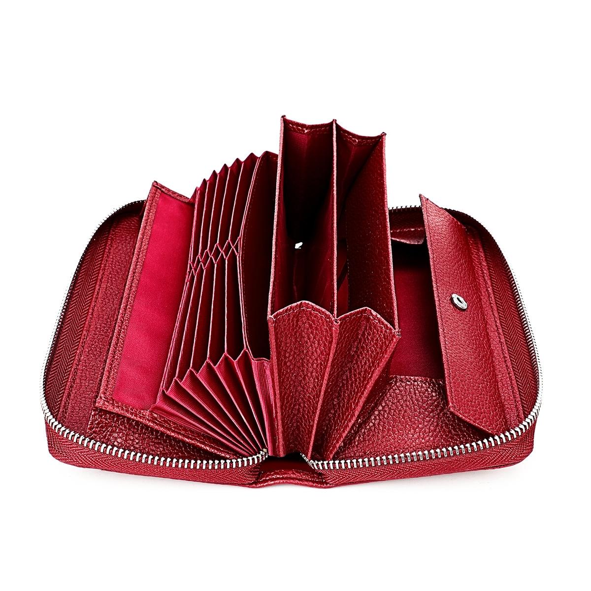 Stylish Rfid Clutch with Zipper - Lychee Texture - Armygreen 5