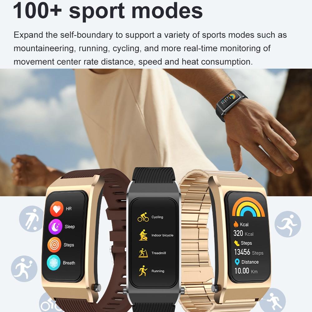 1.98 Inch 2 In 1 Bluetooth Earphone Smart Watch With Ecg & Nfc Support - Brown 12