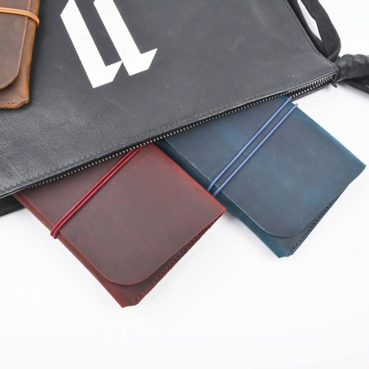 Retro Passport Wallet For Travel Crazy Horse Skin - Black 6