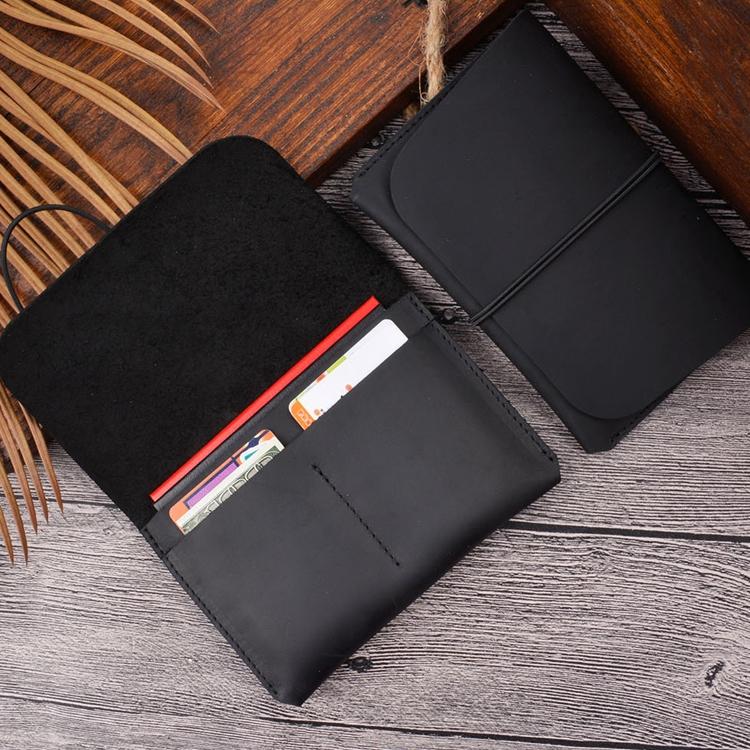 Retro Passport Wallet For Travel Crazy Horse Skin - Black 14
