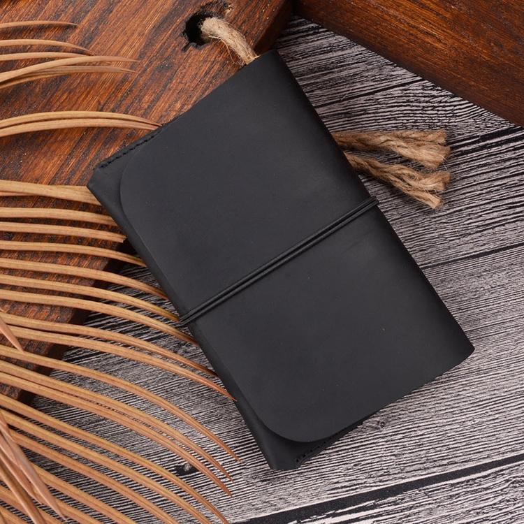 Retro Passport Wallet For Travel Crazy Horse Skin - Black 15