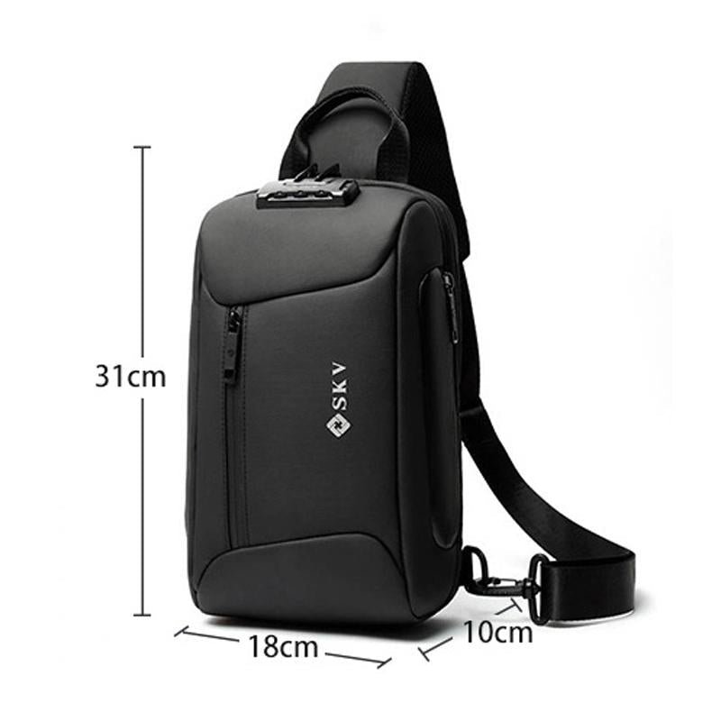 Waterproof Anti Theft Men Crossbody Bag Business Casual Multifunctional - Black 5